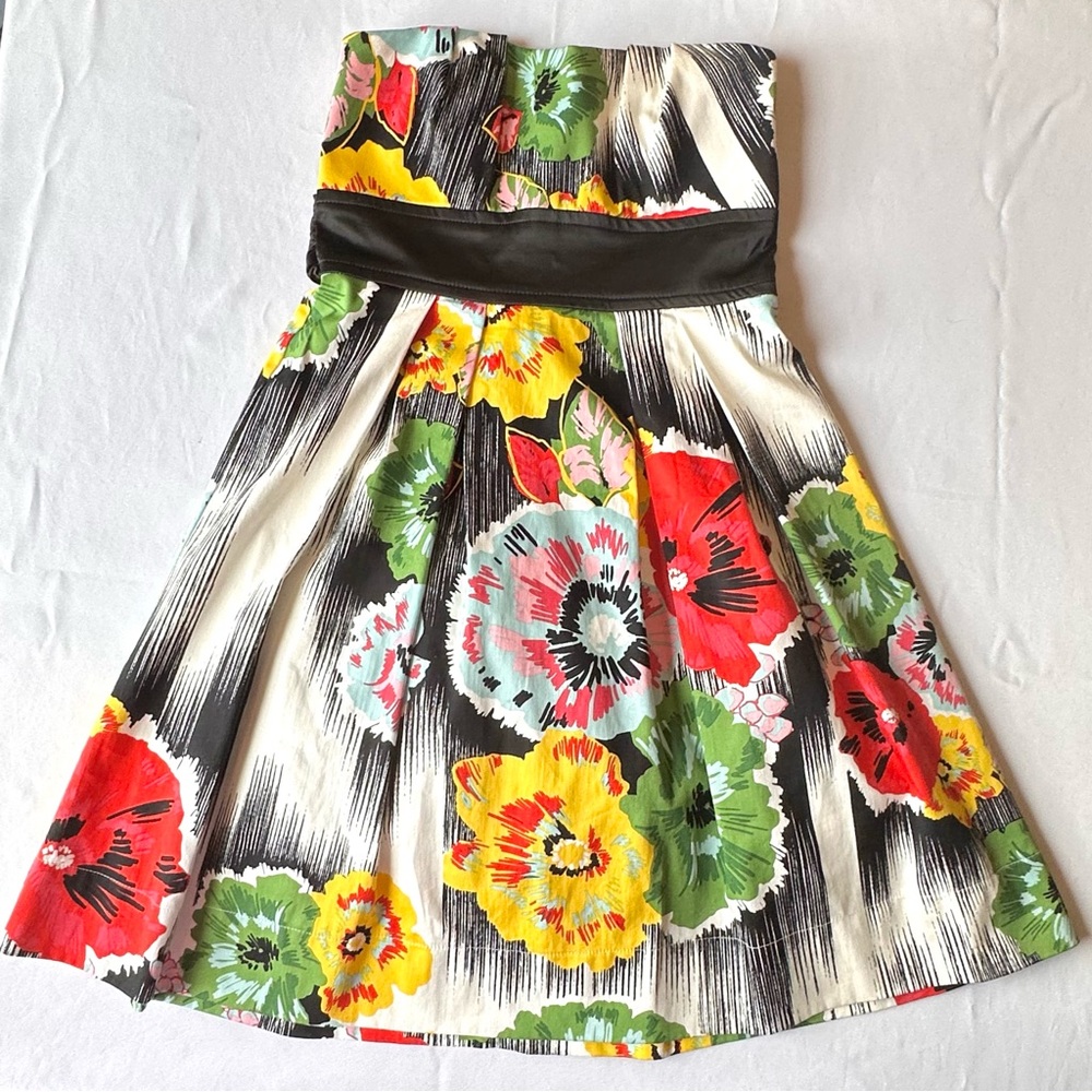 Teeze Me Juniors Dress Cocktail Multi-Color Floral Strapless Bright Fun Mini 5 - Picture 7 of 16